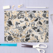Gold Black Floral Leaves Illustration Pattern Tissuepapier (Craft)
