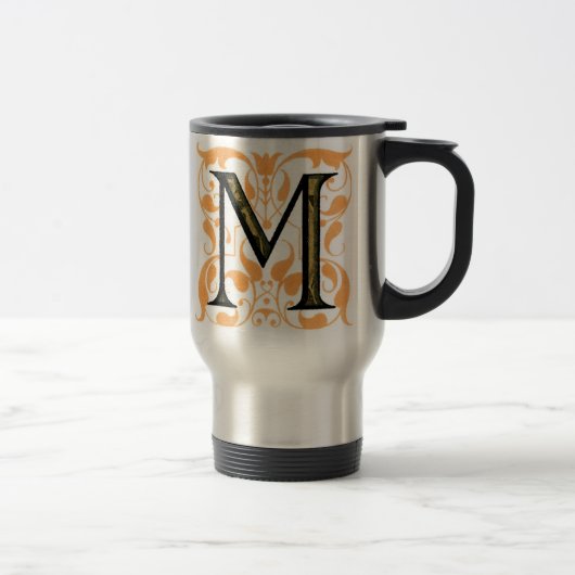 Gold & Black Floral 'M' - Mok (Rechts)