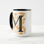 Gold & Black Floral 'M' - Mok (Voorkant links)