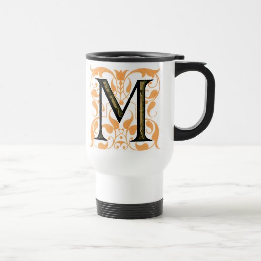 Gold & Black Floral 'M' - Mok (Rechts)