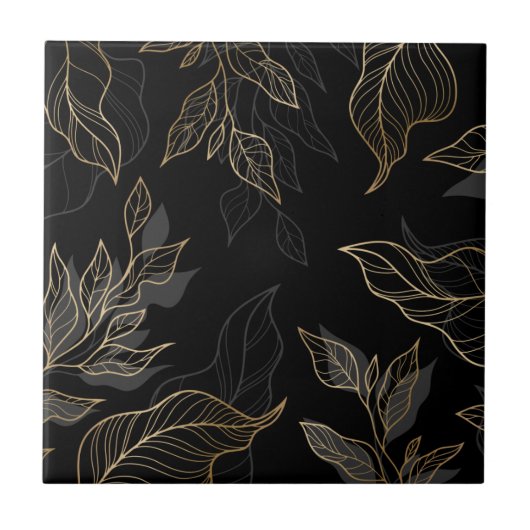 Gold Black Floral Tegeltje (Voorkant)