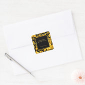 Gold black flowers promotional professional vierkante sticker (Envelop)