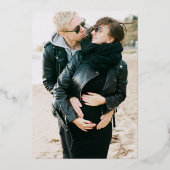 Gold Black Folie Botanische foto bewaart de datum Folie Uitnodiging (Achterkant)