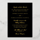Gold Black Formal Calligraphy Elegant Wedding Folie Uitnodiging (Voorkant)