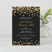 Gold & Black Formal Corporate Fundraiser Glitter Kaart (Staand voorkant)