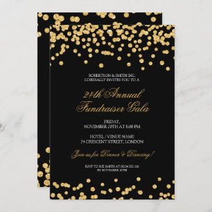 Gold & Black Formal Corporate Fundraiser Glitter Kaart