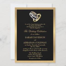 Gold Black Formal Traditional Jewish Wedding Invit Kaart