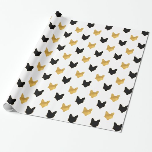 Gold Black Foxes Cadeaupapier (Uitgerold)