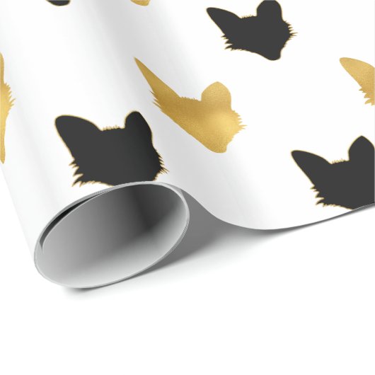 Gold Black Foxes Cadeaupapier (Rol Hoek)