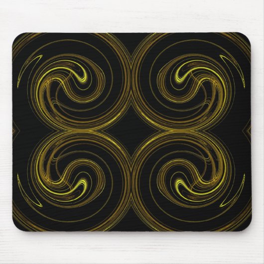 Gold & Black Fractal Mousepad Muismat (Voorkant)