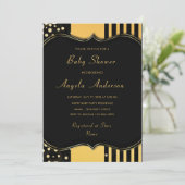 Gold Black Framed Baby Shower - Uitnodiging (Staand voorkant)