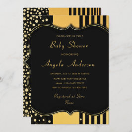 Gold Black Framed Baby Shower - Uitnodiging