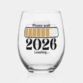 Gold Black Fun 2026 Loading Please Wait Wijnglas Zonder Voet (Voorkant)