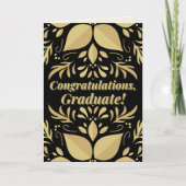 Gold & Black Gefeliciteerd Afstuderen Card Kaart (Voorkant)