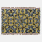 Gold Black Geogems Arabesque Woven Throw Blanket Deken (Voorkant)
