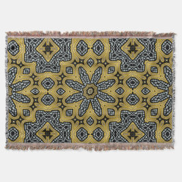 Gold Black Geogems Arabesque Woven Throw Blanket Deken