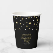 Gold & Black Geometric Confetti Retirement Party P Papieren Bekers (Achterkant)