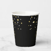 Gold & Black Geometric Confetti Retirement Party P Papieren Bekers (Links)