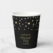 Gold & Black Geometric Confetti Retirement Party P Papieren Bekers (Voorkant)