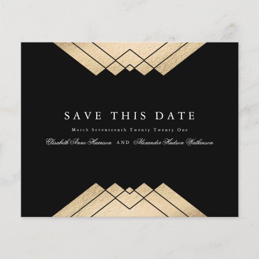 Gold Black Geometric Gatsby bespaart het datumbudg Flyer (Voorkant)