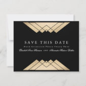 Gold Black Geometric Gatsby Folie sparen de datum Aankondiging (Voorkant)