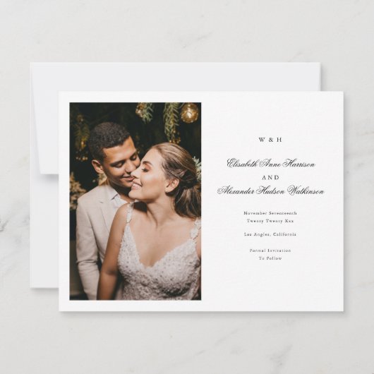 Gold Black Geometric Gatsby Folie sparen de datum Aankondiging (Achterkant)