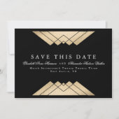 Gold Black Geometric Gatsby Folie sparen de datum Aankondiging (Voorkant)