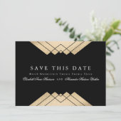 Gold Black Geometric Gatsby QR Code Save the Date Kaart (Staand voorkant)