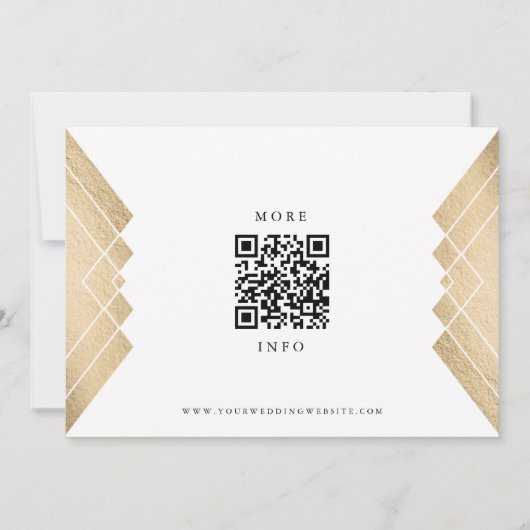 Gold Black Geometric Gatsby QR Code Save the Date Kaart (Achterkant)
