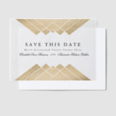Gold Black Geometric Gatsby Sla de datum op Vellum Uitnodigingen (Offset)