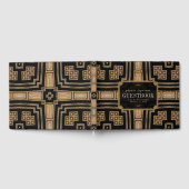 Gold Black Geometric Mosaic Pattern Weddenschap Gastenboek (Volledig)