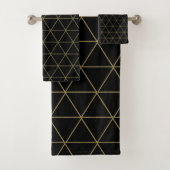 Gold Black Geometric Triangles Boho Glam Minimal Bad Handdoek (Insitu)