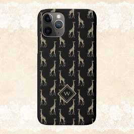 Gold Black Giraffe Patroon met Initiaal Case-Mate iPhone 14 Hoesje
