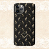  Gold Black Giraffe Patroon met Initiaal Case-Mate iPhone Case