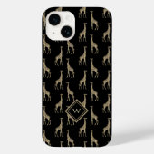 Gold Black Giraffe Patroon met Initiaal Case-Mate iPhone Case (Achterkant)