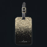 Gold Black Girly Glitter Sparkle Monogram Naam Bagagelabel<br><div class="desc">Glitter monogram gouden en zwarte sparkle en Initiaal Pillow. Het label van de bagagetas maakt de perfecte mooie 16-jarige verjaardag,  bruiloft,  vrijgezellenfeest,  baby shower of vrijgezellenfeest voor iemand die haar kamer in stijl versiert.</div>