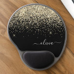 Gold Black Girly Glitter Sparkle Monogram Naam Gel Muismat<br><div class="desc">Glitter monogram gouden en zwarte sparkle en Initiaal Mousepad (Muismat). Dit maakt de perfecte liefhebbende 16 verjaardag,  bruiloft,  vrijgezellenfeest,  verjaardagsdag,  baby shower of vrijgezellenfeest voor iemand die van luxe glam en stijl houdt.</div>