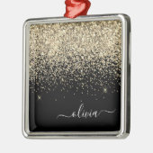 Gold Black Girly Glitter Sparkle Monogram Naam Metalen Ornament (Links)