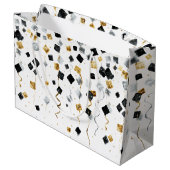 Gold Black Glam Confetti Christmas Groot Cadeauzakje (Achterkant Gekanteld)