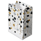 Gold Black Glam Confetti Christmas Medium Cadeauzakje (Voorkant Gekanteld)