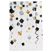 Gold Black Glam Confetti Christmas Medium Cadeauzakje (Achterkant)