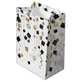 Gold Black Glam Confetti Christmas Medium Cadeauzakje (Achterkant Gekanteld)