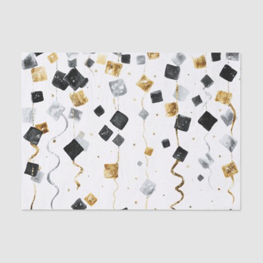 Gold Black Glam Confetti Christmas Tissuepapier (Voorkant)