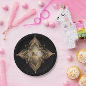 Gold Black Glam Exotic Chic Flower Party (aangepas Papieren Bordje (Feest)