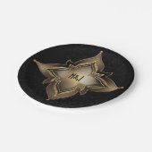 Gold Black Glam Exotic Chic Flower Party (aangepas Papieren Bordje (Gekanteld)