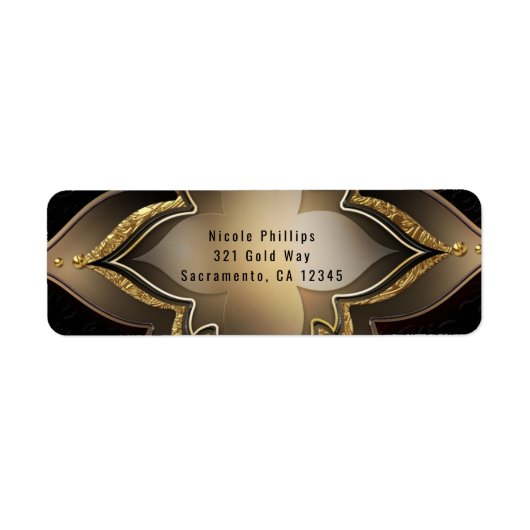 Gold Black & Glam Exotic Flower Party-uitnodiging Etiket (Voorkant)