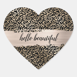 Gold Black Glam Leopard Print Hart Sticker