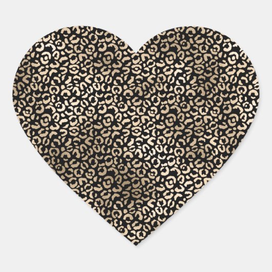 Gold Black Glam Leopard Print Hart Sticker (Voorkant)