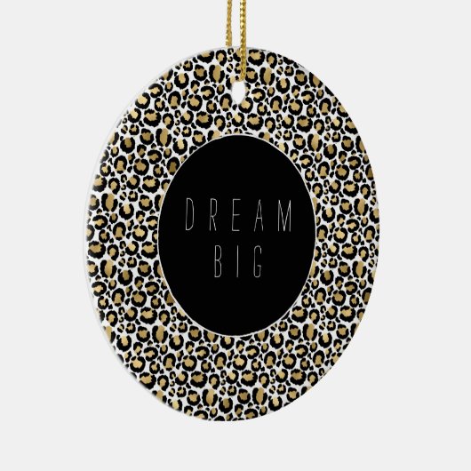 Gold Black Glam Leopard Print Keramisch Ornament (Rechts)