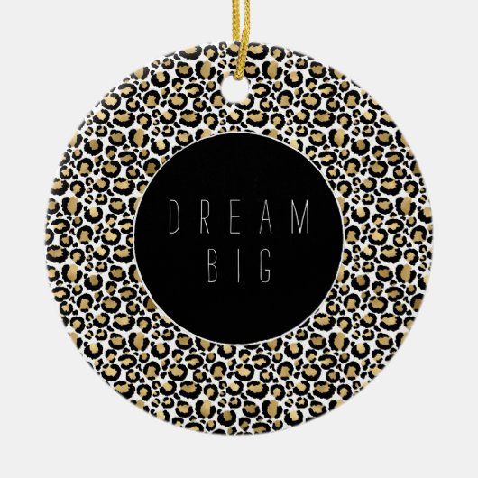 Gold Black Glam Leopard Print Keramisch Ornament (Voorkant)